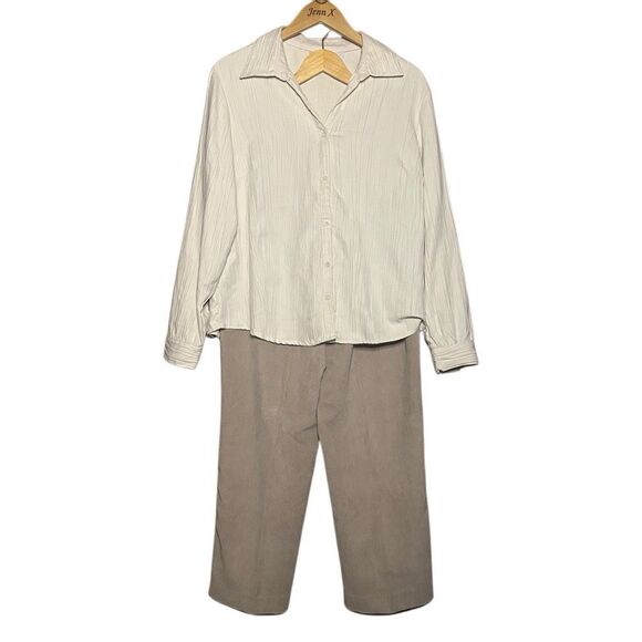 VTG Kim Rogers Off White Long Sleeve Top Size XL Alfred Dunner Trouser Size 14P - Picture 1 of 15